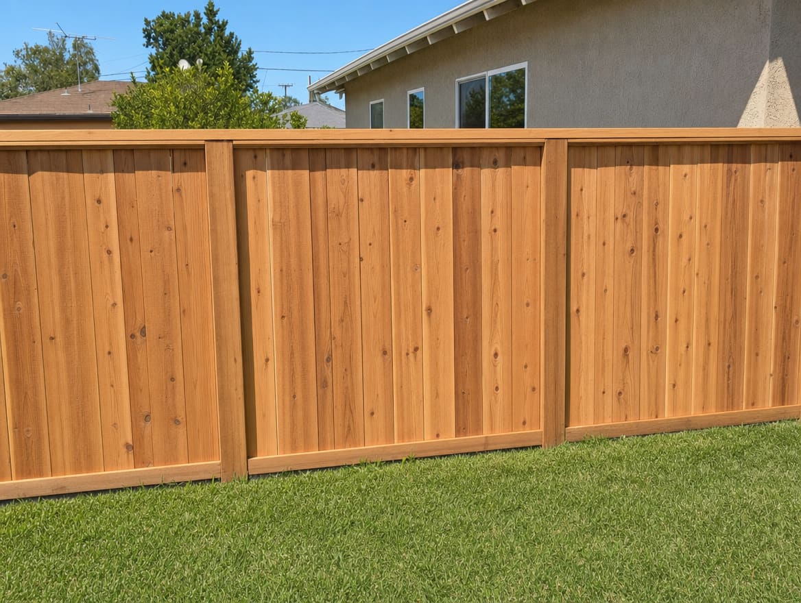 New straight cedar board-on-board privacy fence after rebuild