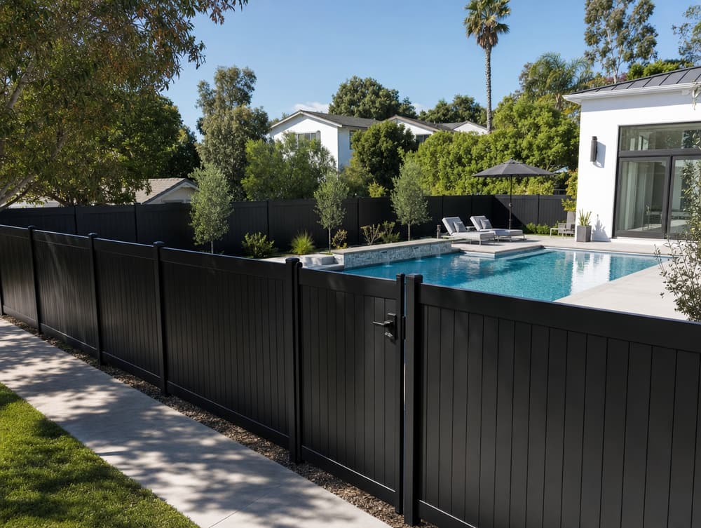 Pool privacy enclosure — aluminum fencing project in Southern California