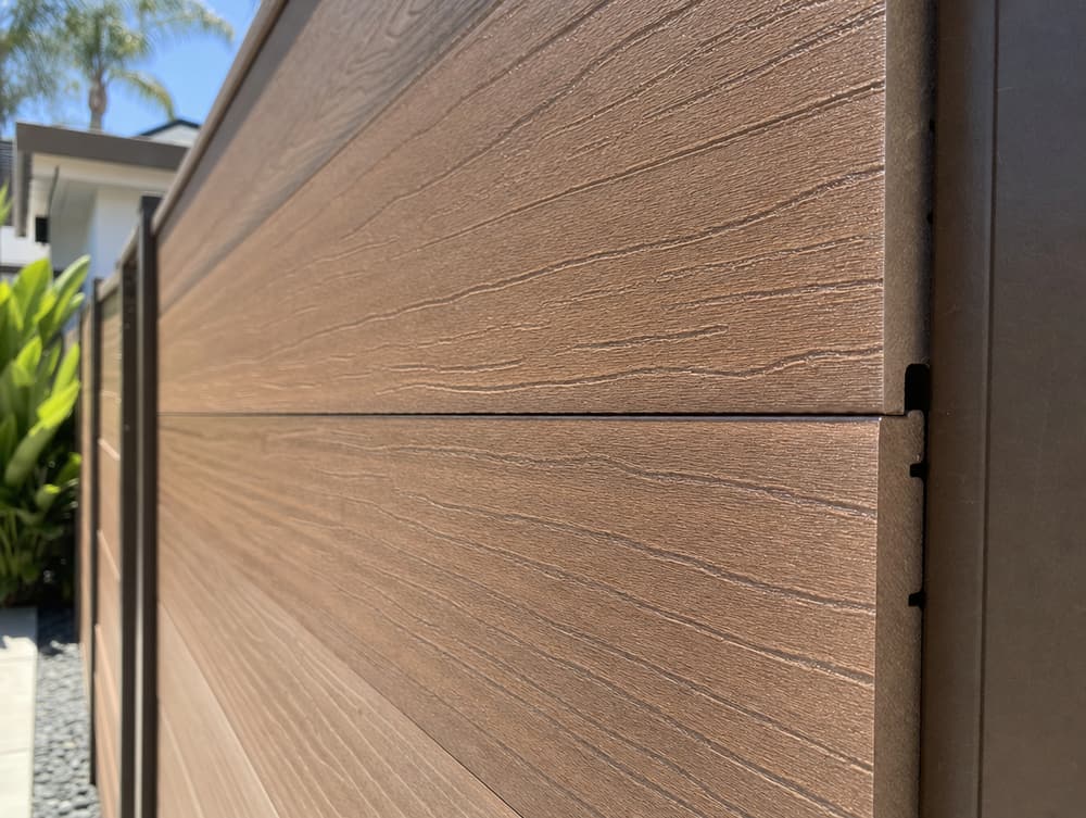 Grain texture detail — composite fencing project in Southern California