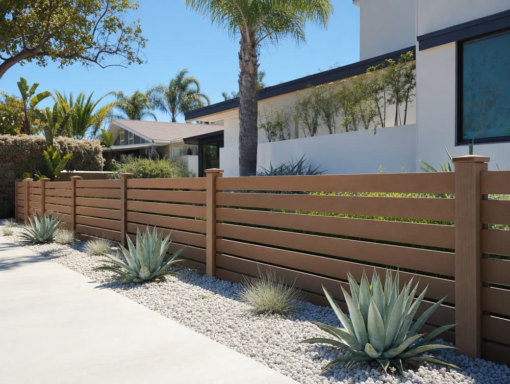 Front yard modern — composite fencing project in Southern California