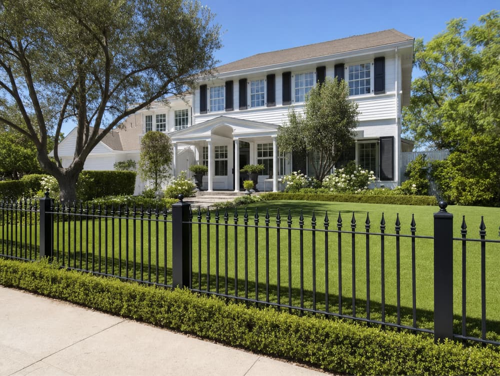 Ornamental picket fence — steel fencing project in Southern California
