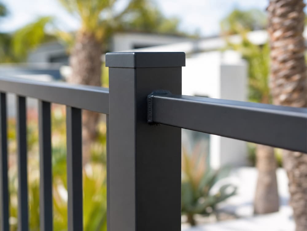 Weld and joint detail — steel fencing project in Southern California