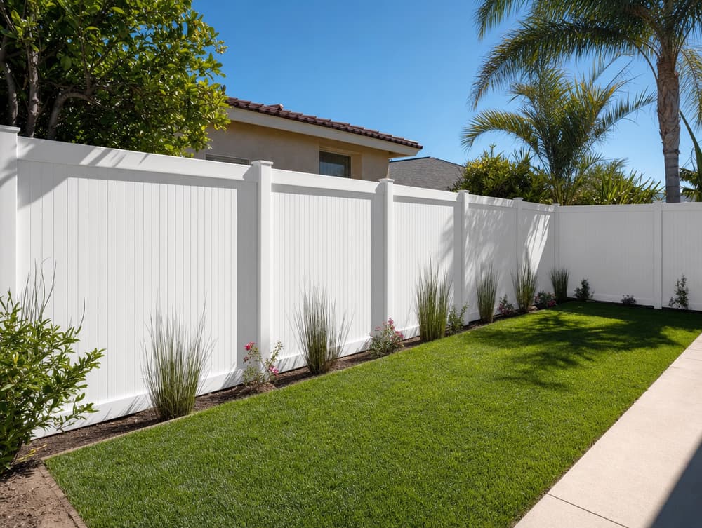 White privacy fence — vinyl fencing project in Southern California