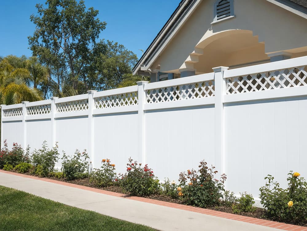 Lattice top — vinyl fencing project in Southern California