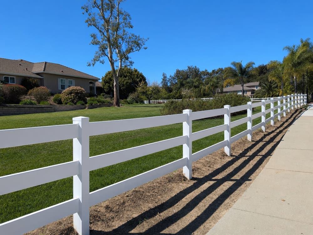 Ranch rail — vinyl fencing project in Southern California