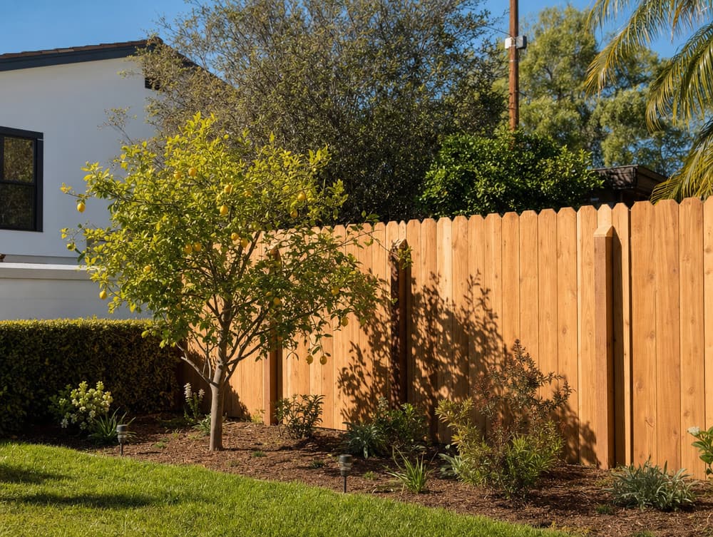 Cedar dog-ear privacy — wood fencing project in Southern California