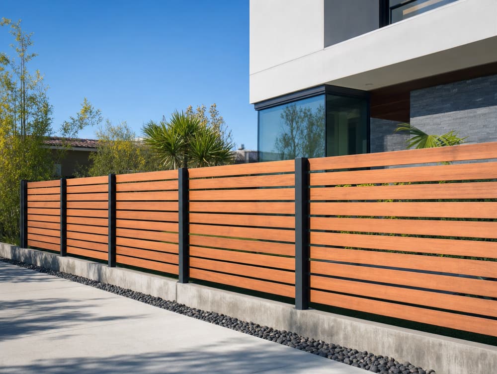 Modern horizontal wood — wood fencing project in Southern California