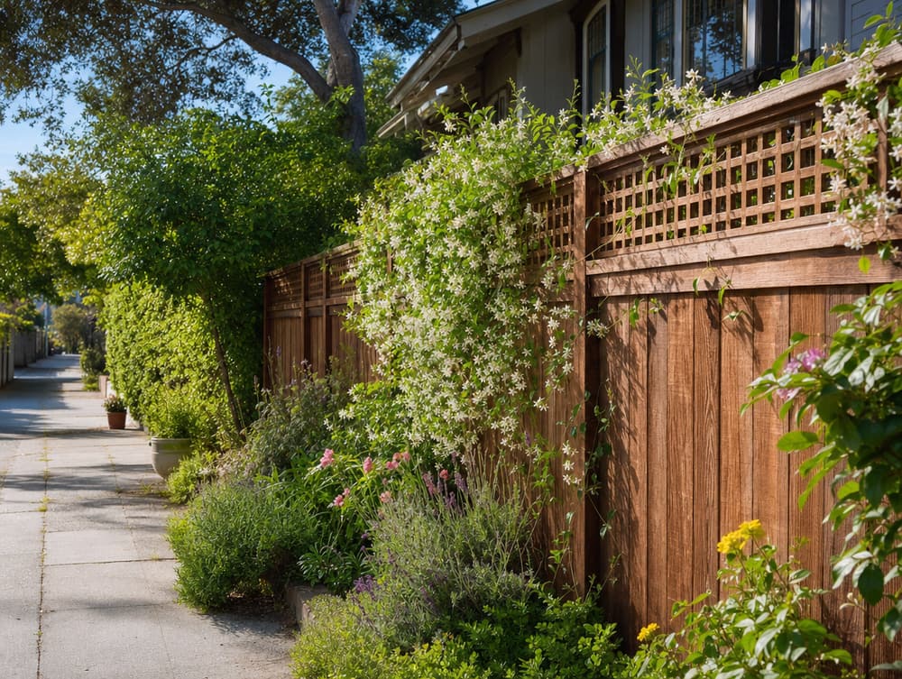 Lattice top cedar — wood fencing project in Southern California